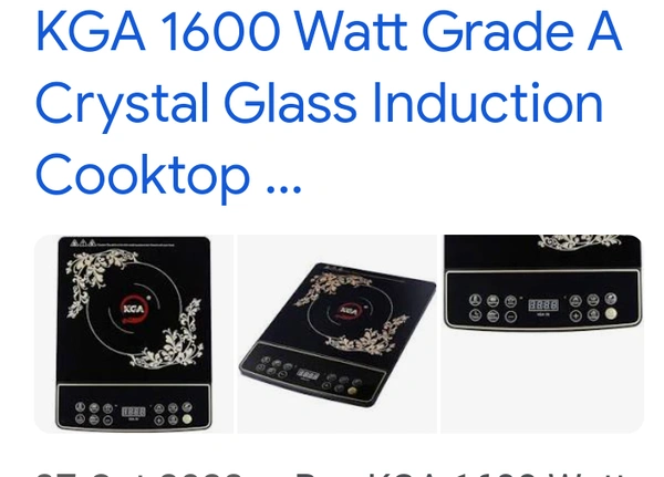 Kelvinator 1600w Induction Cooktop(kelvinator) - 1600w, Crystal Glass(गारंटी 24माह ), Black