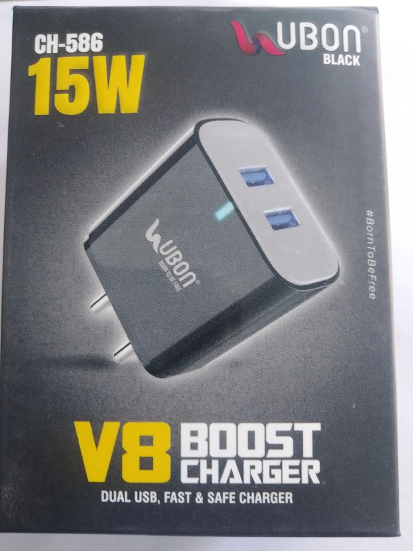 Ubon Fast Chager  2.5Amp - Black, 15w Dual Usb, Best Quality