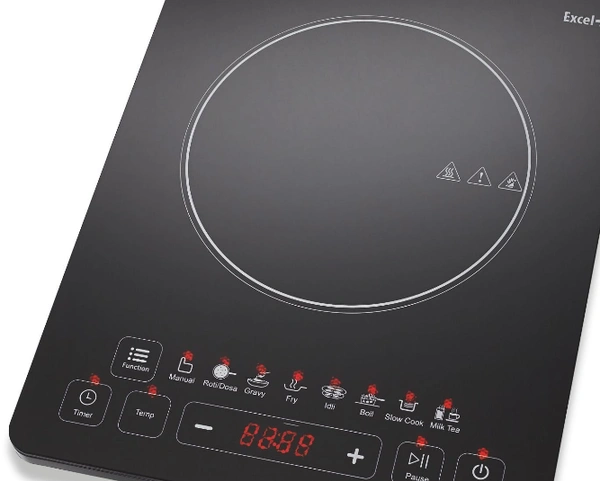 Kelvinator 1600w Induction Cooktop(kelvinator) - 1600w, Crystal Glass(गारंटी 24माह ), Black