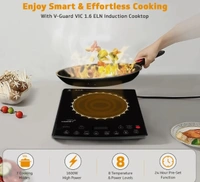 Kelvinator 1600w Induction Cooktop(kelvinator) - 1600w, Crystal Glass(गारंटी 24माह ), Black