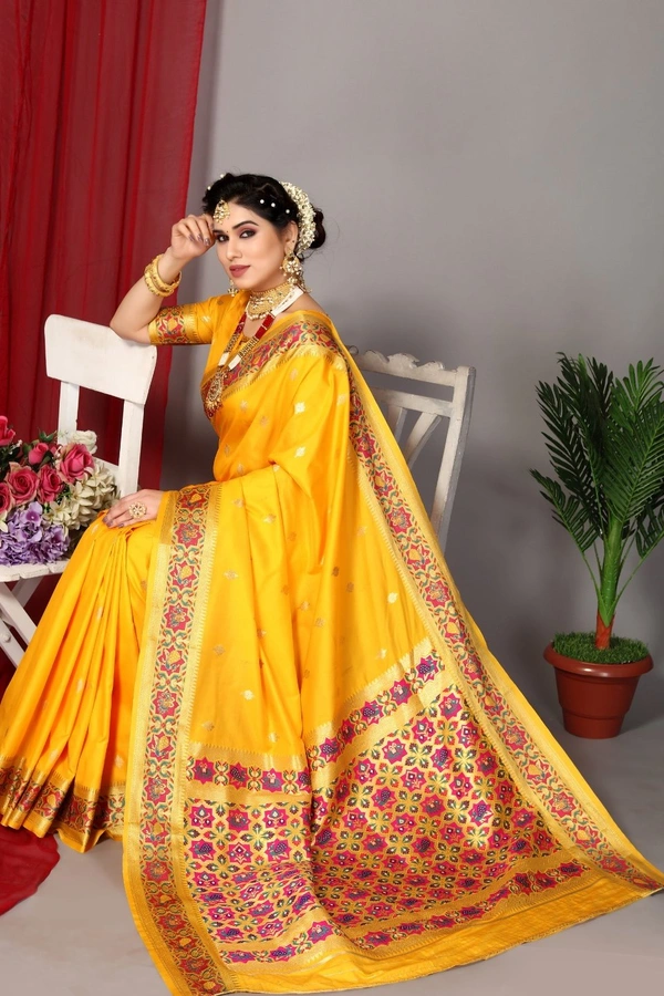 Banarasi SAREE  - Yellow color silk saree