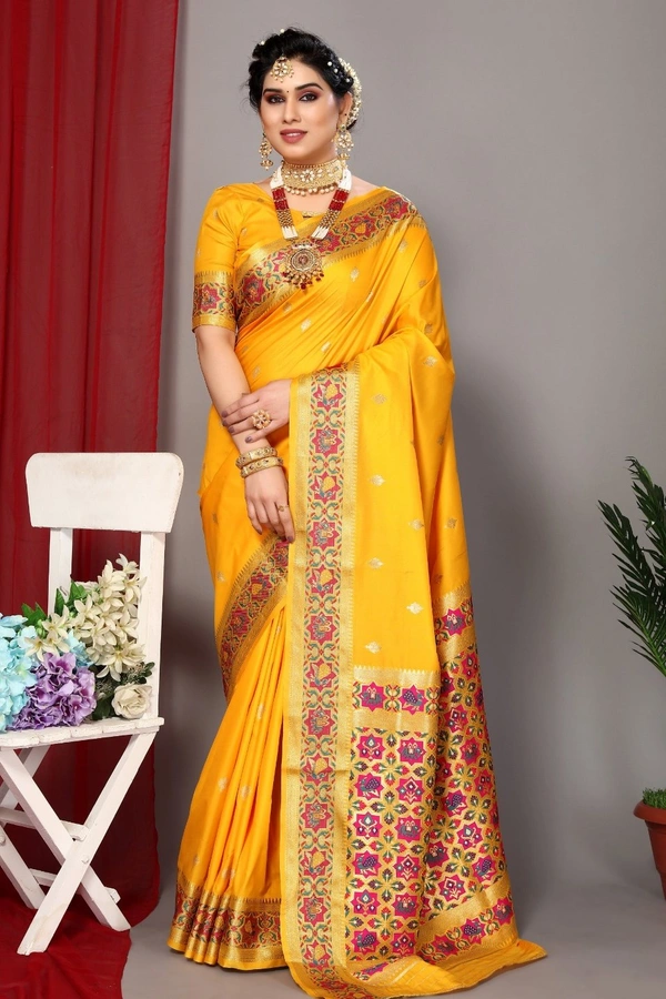 Banarasi SAREE  - Yellow color silk saree