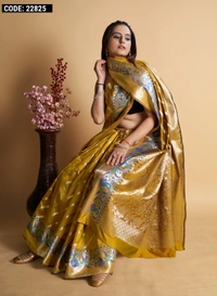 FabricKanchipuram silkBlouseKanchipuram silkSaree Length5.5 Mtr.Blouse Length0.8 Mtr.WorkZari weaving workCare instructionDry clean only