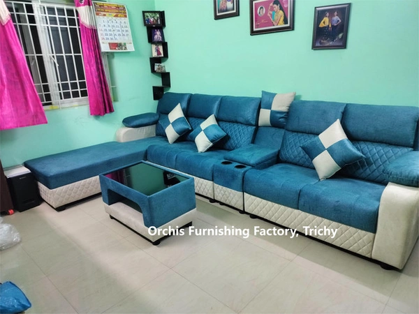 Double Recorn 4 seater sofa Cup Table Diwan with Teapoy
