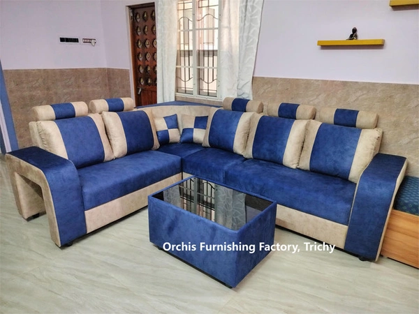 Loose Pillow Corner Sofa with Teapoy