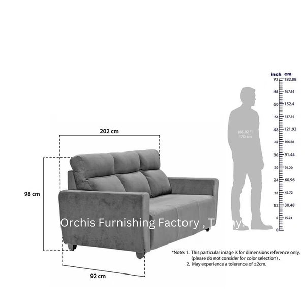Recorn 3 Seater Sofa Plain Handle