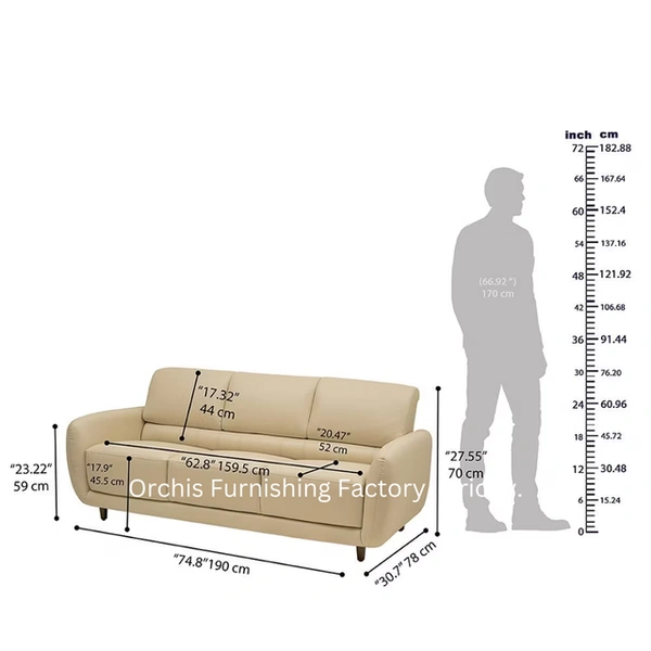 Recorn 3+1+1 Seater Sofa slim handle