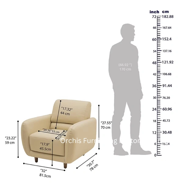Recorn 3+1+1 Seater Sofa slim handle