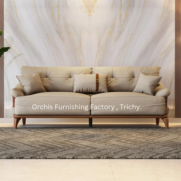 Recorn Luxury 3 seater sofa Wooden Pillow handle