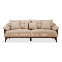 Recorn Luxury 3 seater sofa Wooden Pillow handle