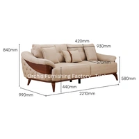 Recorn Luxury 3 seater sofa Wooden Pillow handle