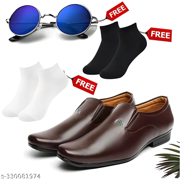 Formal Shoes With Free 2 Socks And Free Sunglasses For Men And Boys. 
