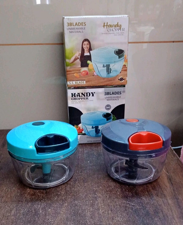 Indo Glow 3 Blades Handy Chopper and Slicer Used Widely for chopping and Slicing (450 ML / 1 Pc)