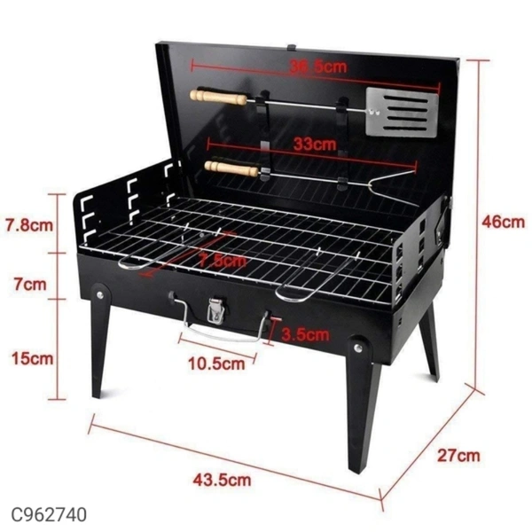 BestFair Barbeque Grill (foldable Barbeque Grill)  - 43-27-46 cm (L*W*H) , black