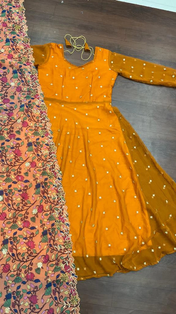 Maxi Gown with digital Embroidery Dupatta - XXL