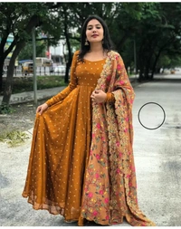Maxi Gown with digital Embroidery Dupatta - XXL