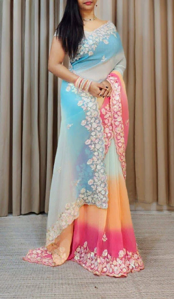 Most Trending Bollywood Celebrity Crushed Sequence Work Saree