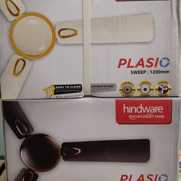 Hindware Plasio Brown & White 1200mm Ceiling Fan  - White & Brown, 1200mm