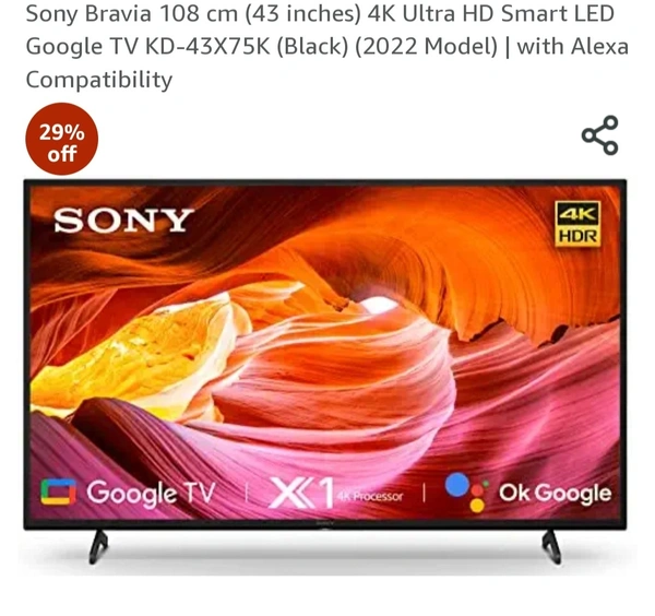 Sony 43" 4k Ultra Hd Smart Led - Black, 43"