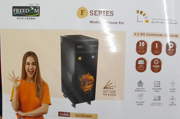 Freedom 6.5 Kg Premium Pro Sunflower Aatamaker  - Black, 6.5 Kg
