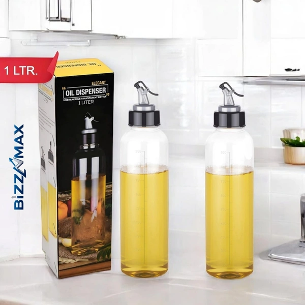 BIZZNMAX 1000 ml Cooking Oil Dispenser Set  (Pack of 2) - Transparent, 1000 ML