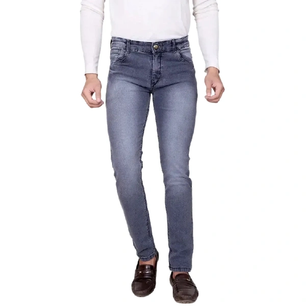 Men's Grey Denim Faded Slim Fit Low-Rise Jeans - Grey, 36