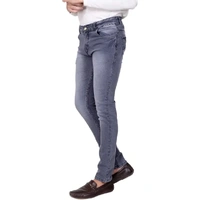 Men's Grey Denim Faded Slim Fit Low-Rise Jeans - Grey, 36