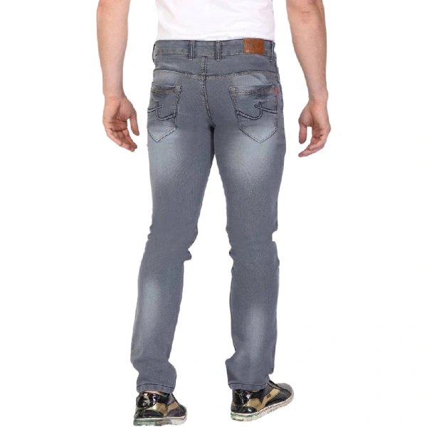 Men's Grey Denim Faded Slim Fit Low-Rise Jeans - Grey, 36