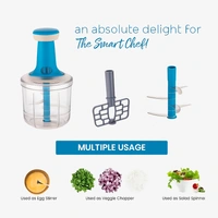 Bizznmax Insta Push Chopper 1200 ml Vegetable Chopper  (1 Stainless steel 6 Blade, 1 Blending Bled) - Multiple
