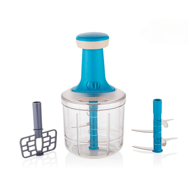 Bizznmax Insta Push Chopper 1200 ml Vegetable Chopper  (1 Stainless steel 6 Blade, 1 Blending Bled) - Multiple