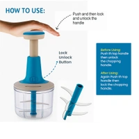 Bizznmax Insta Push Chopper 1200 ml Vegetable Chopper  (1 Stainless steel 6 Blade, 1 Blending Bled) - Multiple