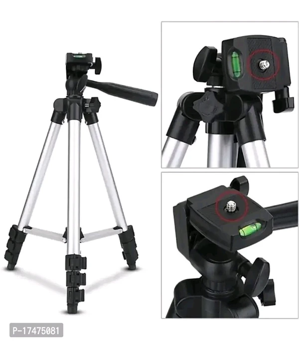 TRIPOD-3110 Portable Camera Tripod with Three-Dimensional Head Quick Release Plate for All Cameras Mobile, Best for Making Videos'- Silver, Black - Black