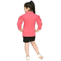 Classic Crepe Solid Dress for Kids Girls with Jacket - Red, 5-6 Years