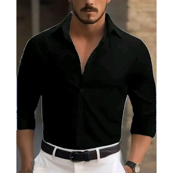 Men Formal Casual Shirts - Black, S