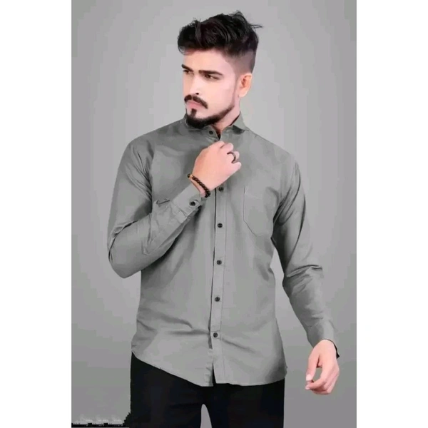Trendy Cotton Blend Shirt for Men - Gray, M