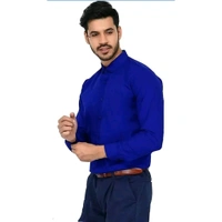 Blue Cotton Solid Casual Shirts For Men - Blue, M
