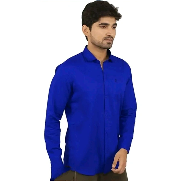 Blue Cotton Solid Casual Shirts For Men - Blue, M