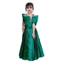 Green Solid Silk Blend Ethnic Gown - Green, 7-8 Year