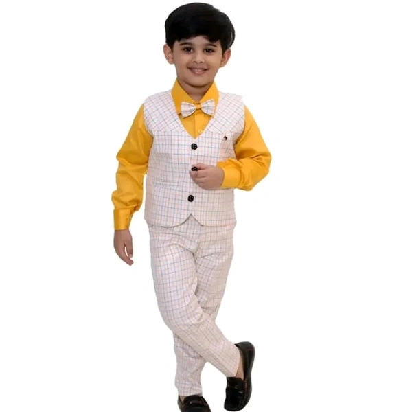 V.K yellow Cotton clothing sets for boys (6months-10years) in different colours - Yellow, 9-12 Months
