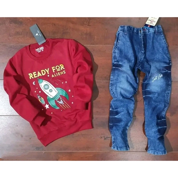 Kids Sweatshirt Denim Clothing Set - Multicoloured, 5-6 Year