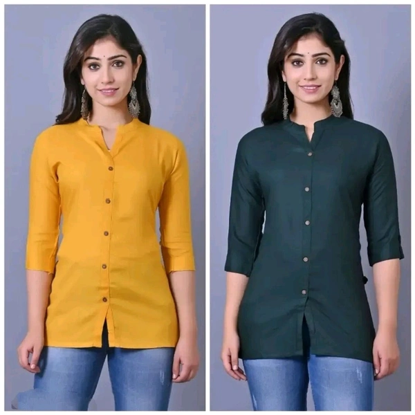 Women's Rayon Solid Short Kurti (Pack Of 2) - Multicolored, XXL