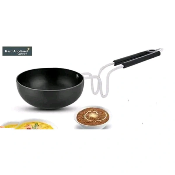 FASTAGE Hard Anodized Tadka Pan 10 cm diameter 1 L capacity (Hard Anodised, Non-stick) Handi 1 L