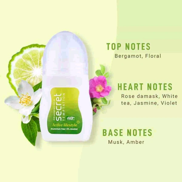 Secret Temptation Active Lifestyle Roll-on for Women, Pack of 3 (50ml)