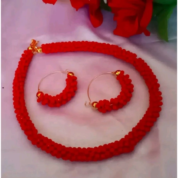 Diva Gajri Chokar Necklace Jewelry Set - Red