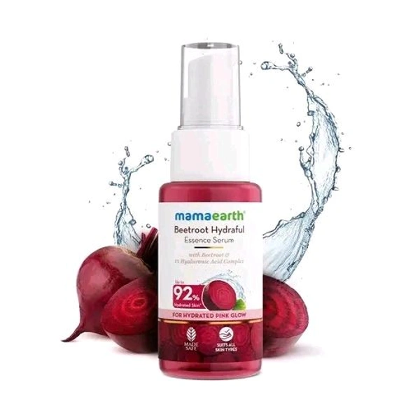 Mamaearth Beetroot Hydraful Essence Serum - 50 ml For Hydrated Pink Glow with Beetroot & 1% Hyaluronic Acid Complex Face Serum | Upto 92% Instant Hydration* | For Daily Smooth & Plumping Skin