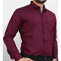 Ethnic Trendz Men's Solid Regular Spread Collar Maroon Shirts - Maroon, L