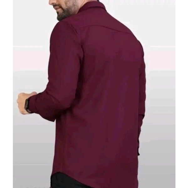 Ethnic Trendz Men's Solid Regular Spread Collar Maroon Shirts - Maroon, L