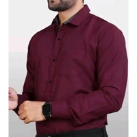 Ethnic Trendz Men's Solid Regular Spread Collar Maroon Shirts - Maroon, L