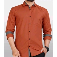 Ethnic Trendz Men's Solid Regular Spread Collar Orange Shirts - 4XL, Orange