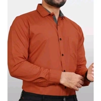 Ethnic Trendz Men's Solid Regular Spread Collar Orange Shirts - 4XL, Orange